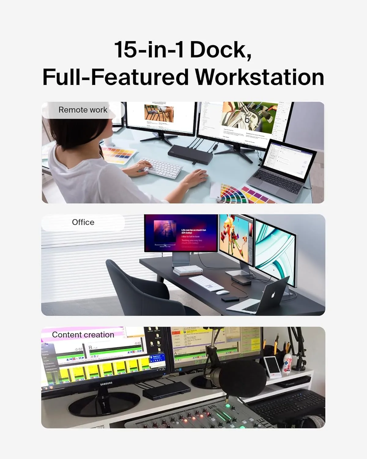 Belkin 15-in-1 Universal Triple Display DisplayLink Docking Station Hub w/ 3 HDMI Ports