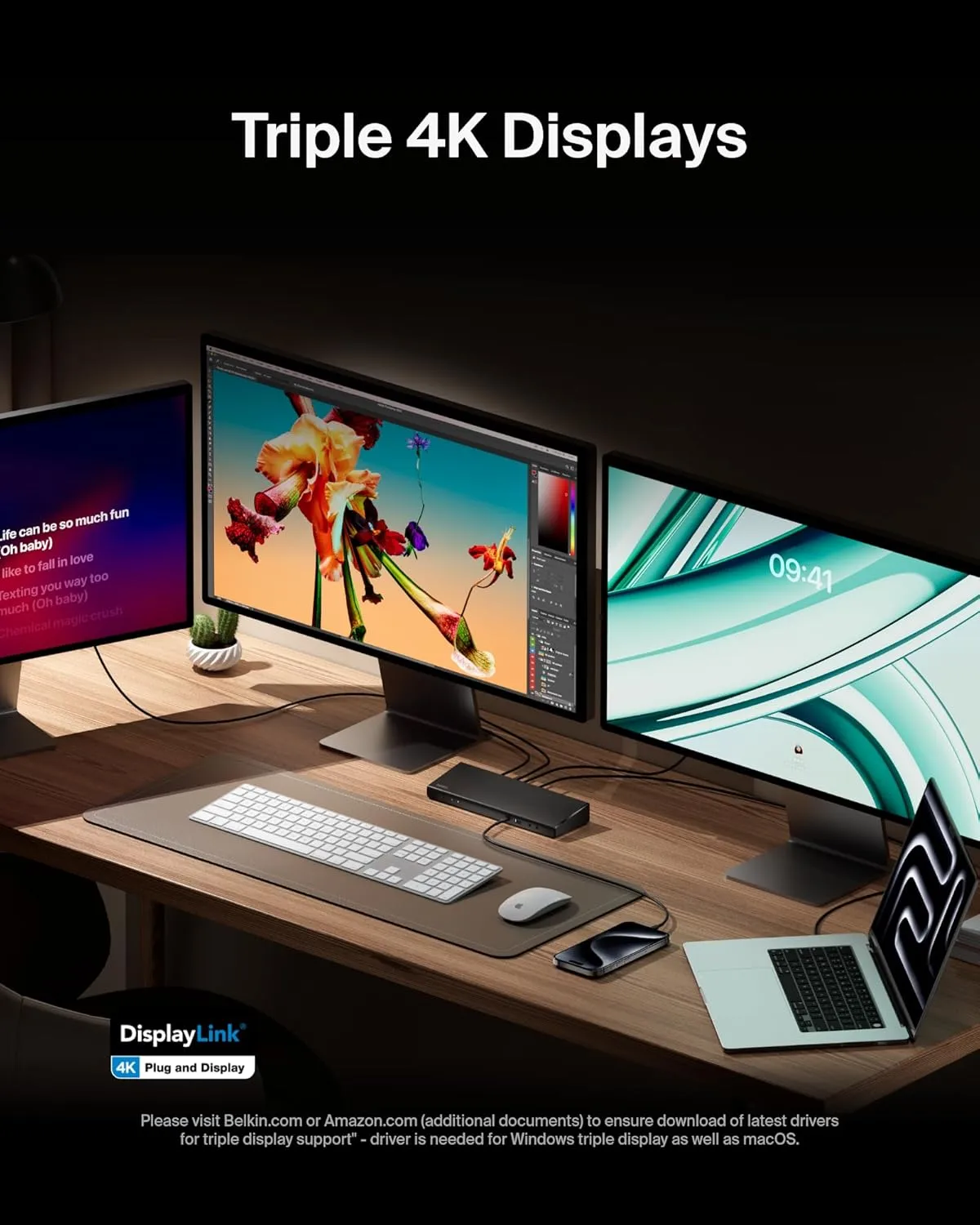 Belkin 15-in-1 Universal Triple Display DisplayLink Docking Station Hub w/ 3 HDMI Ports