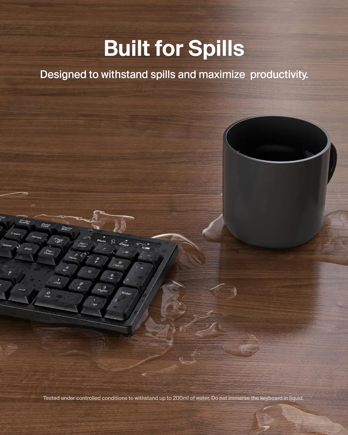 Belkin Wireless Keyboard and Mouse with USB-A Receiver - Keyboard Set withWireless Mouse, Ergonomic Design for Home, Office