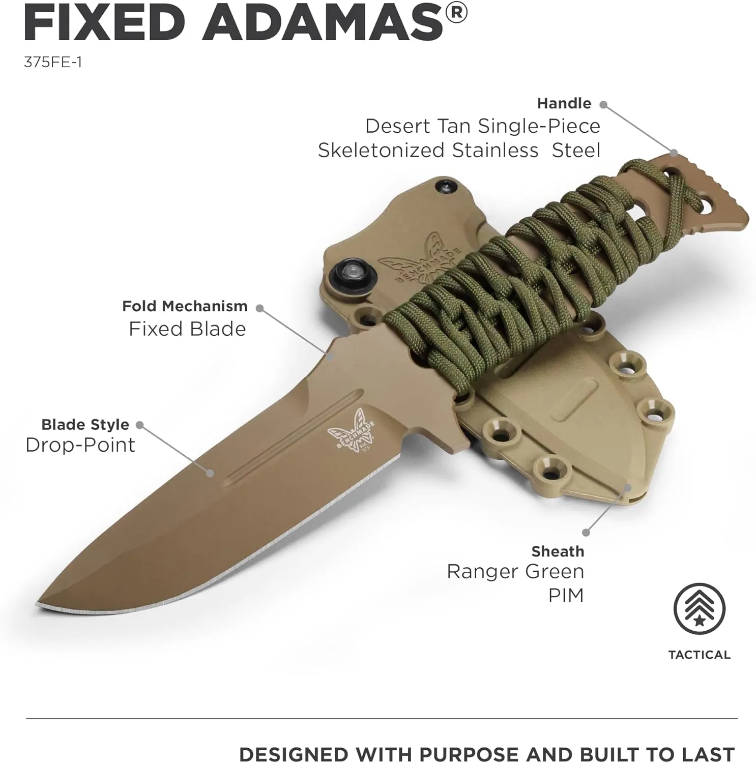 BENCHMADE Adamas 375 Fixed-Blade Tactical Knife