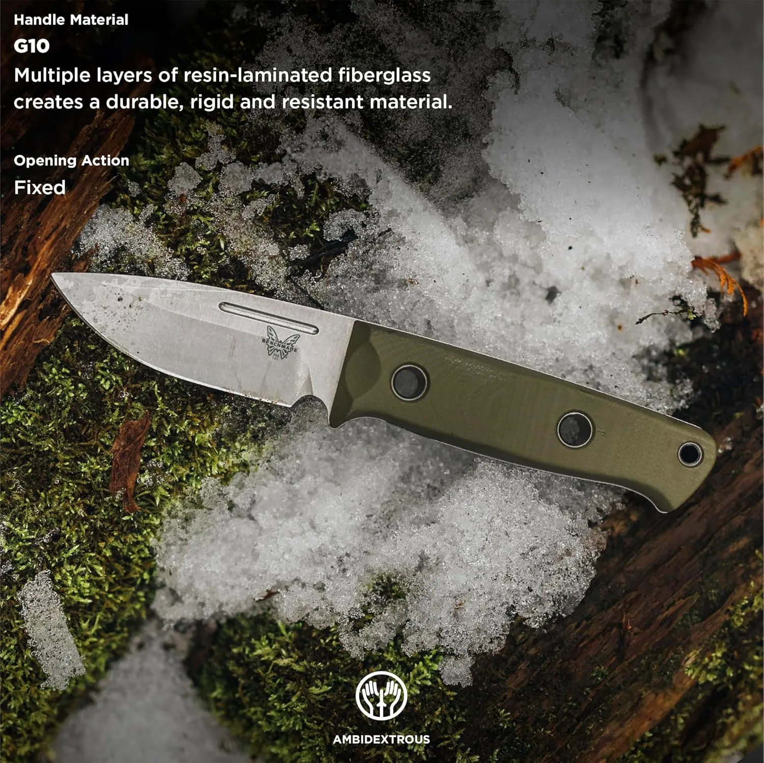 BENCHMADE Mini Bushcrafter 165 Fixed-Blade Survival Knife