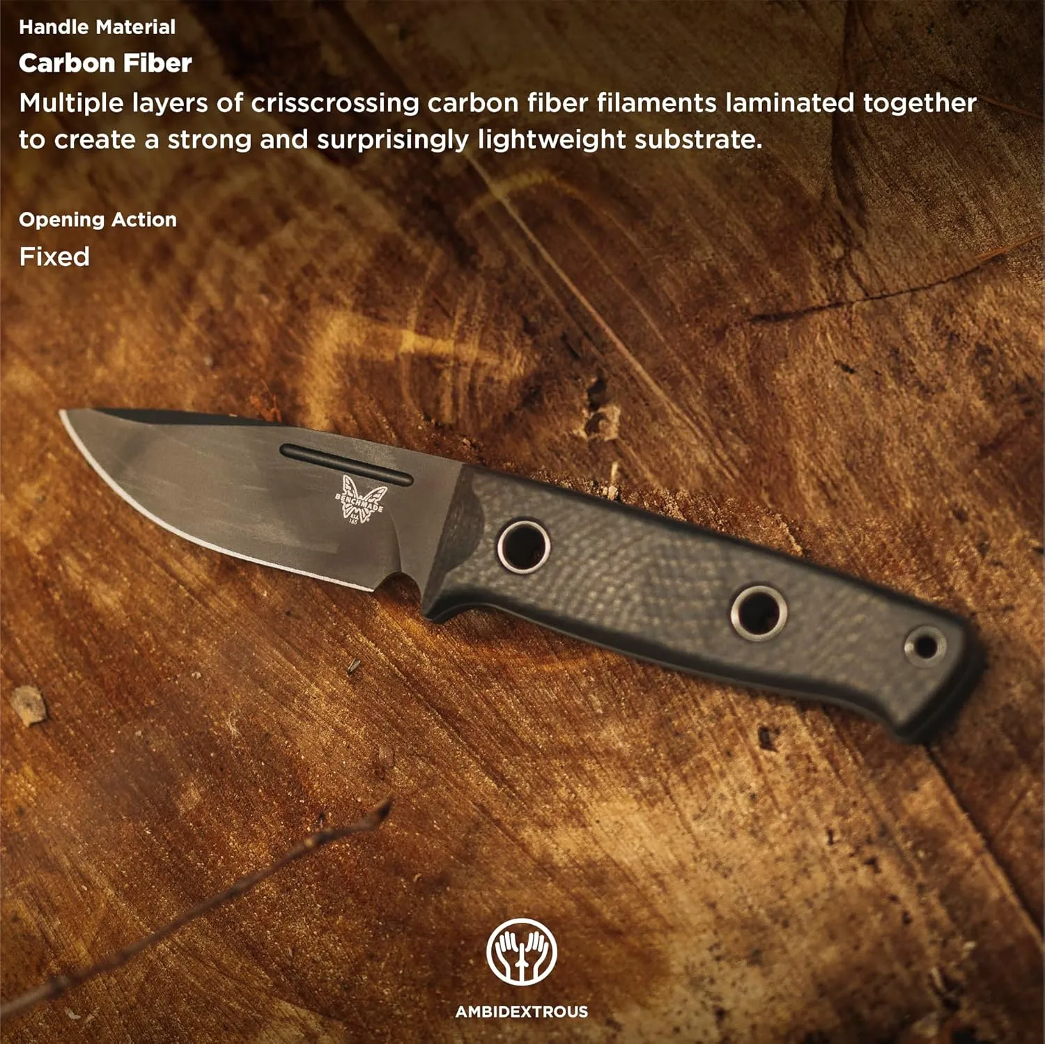 BENCHMADE Mini Bushcrafter 165 Fixed-Blade Survival Knife