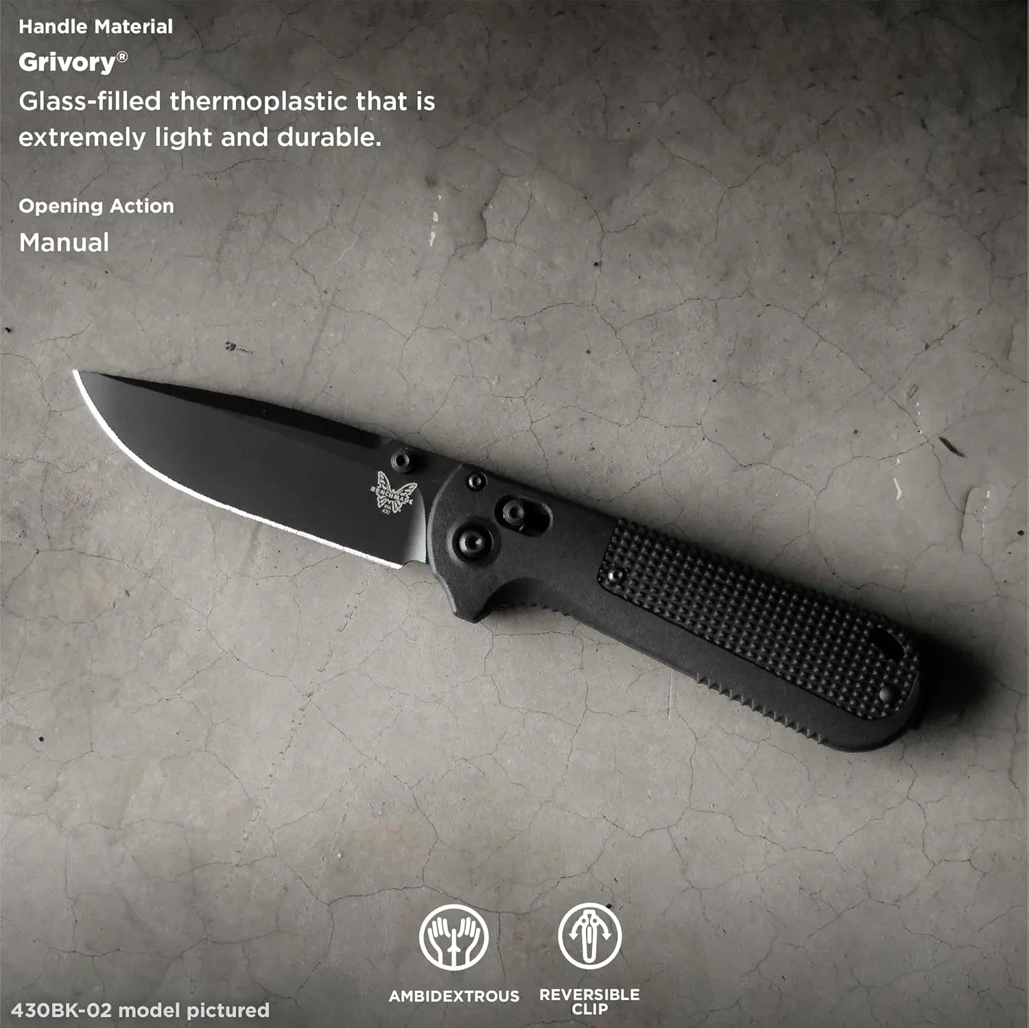 Benchmade - Redoubt 430 Tactical Knife with Black Grivory Handle (430SBK-02)