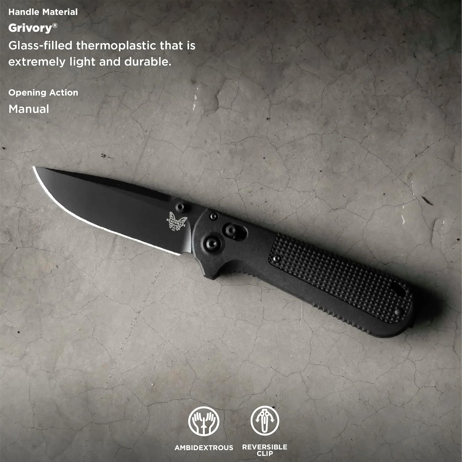 Benchmade - Redoubt 430 Tactical Knife with Black Grivory Handle (430BK-02)