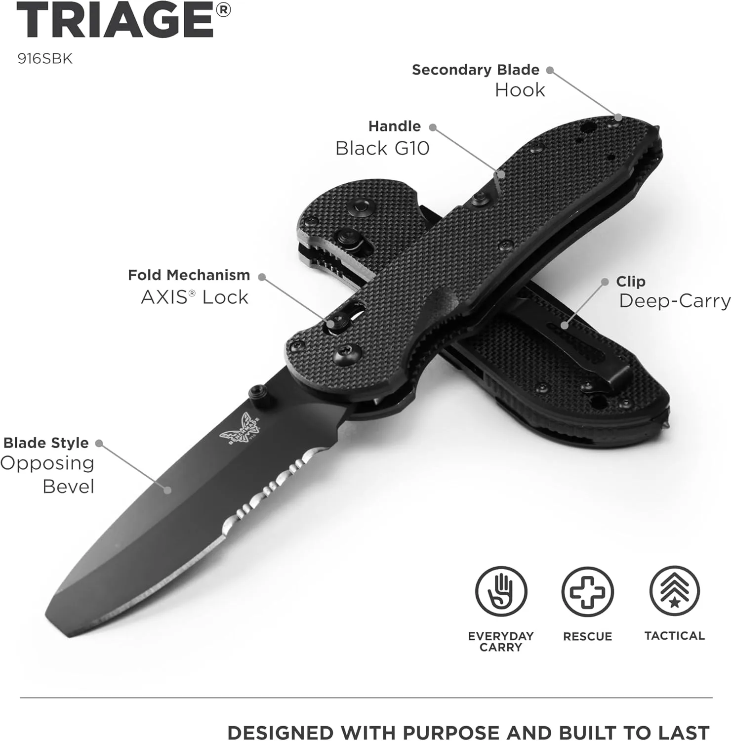 BENCHMADE Triage 916 Rescue Folding Knife