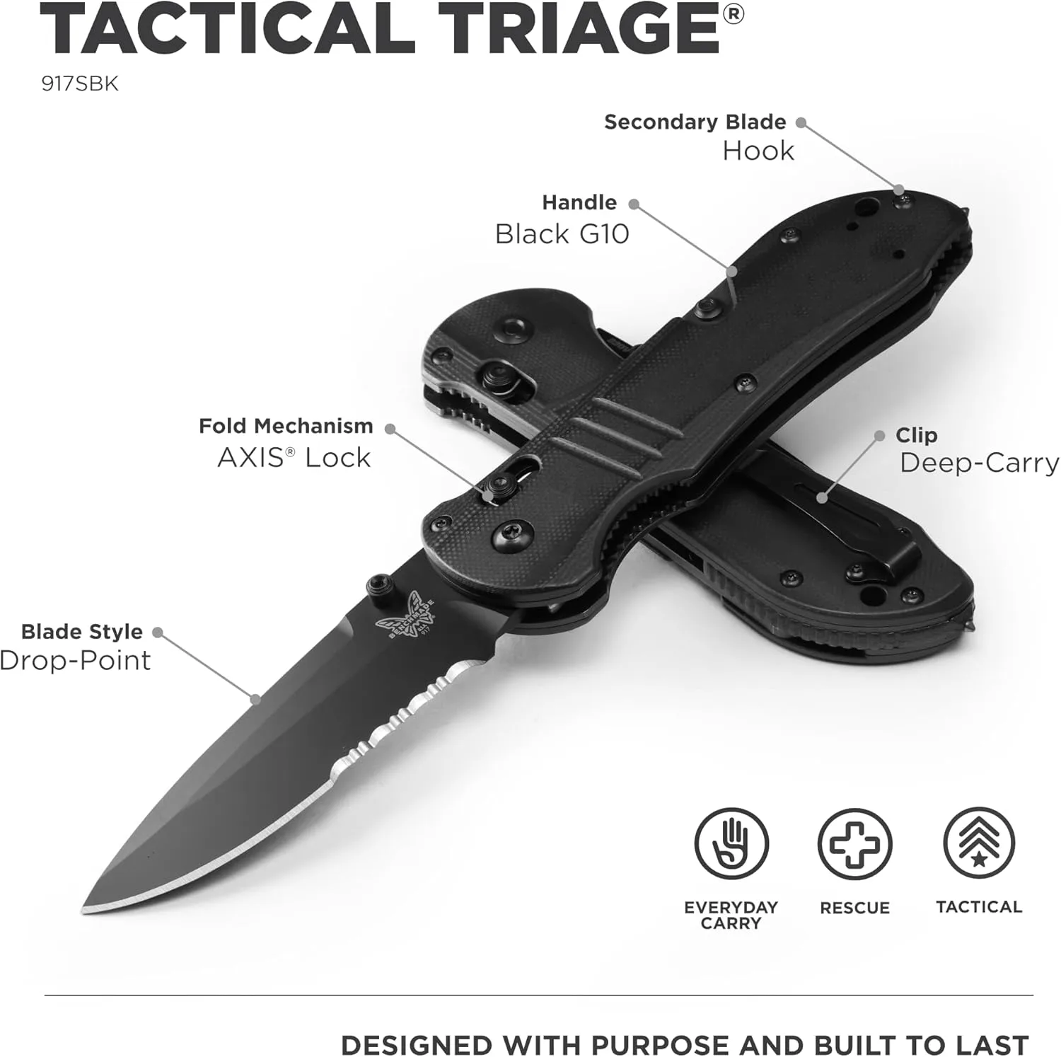 BENCHMADE Triage 917 Tactical Rescue Knife