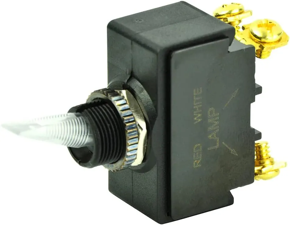 BEP SPST Lighted Toggle Switch - Red LED - 12V - #6-32 Terminal - ON/OFF