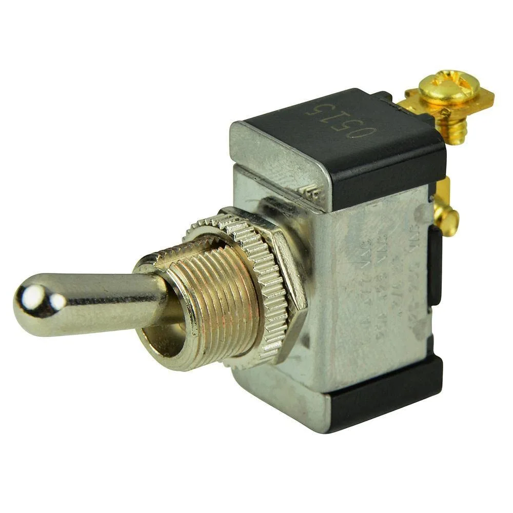 BEP 1002002 SPST Chrome Plated Toggle Switch -Off/(On)