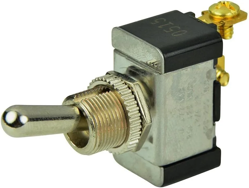 BEP 1002002 SPST Chrome Plated Toggle Switch -Off/(On)