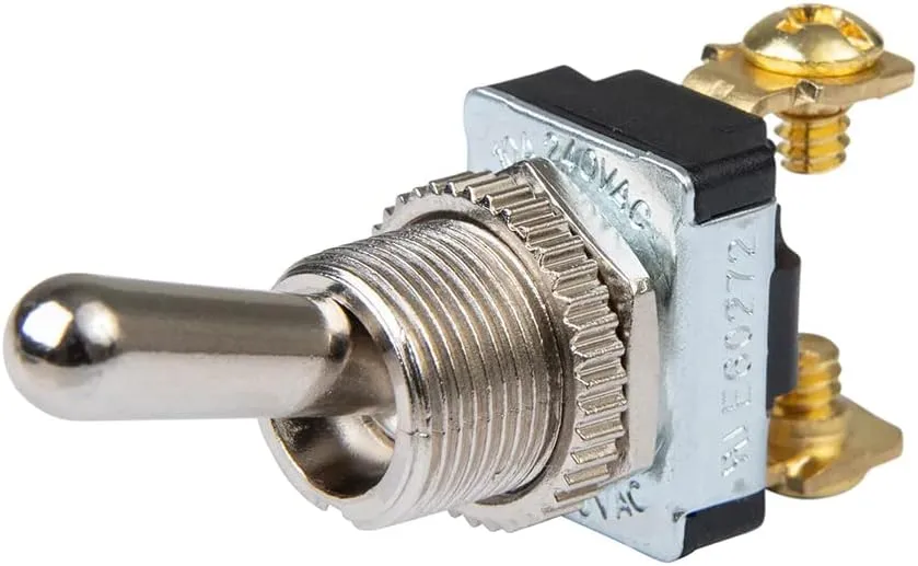 BEP 1002021 SPST Chrome Plated Toggle Switch - 11/16" Handle - Off/On