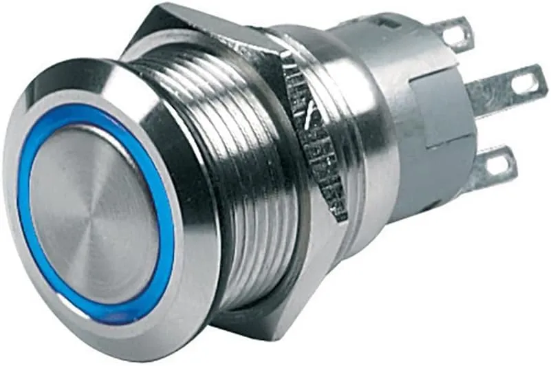 BEP Push-Button Switch 12V Latching On/Off - Blue LED