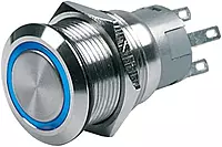 BEP Push-Button Switch 12V Latching On/Off - Blue LED