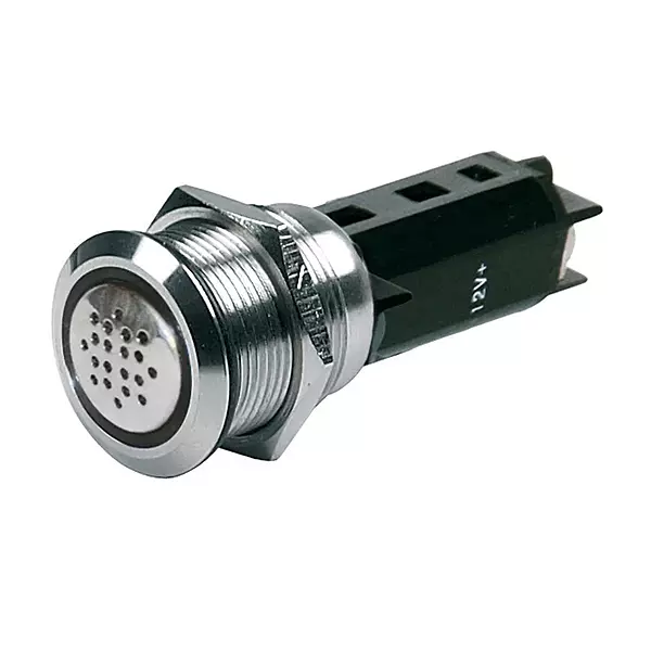 BEP 12V Buzzer w/Red LED Warning Light - Stainless Steel