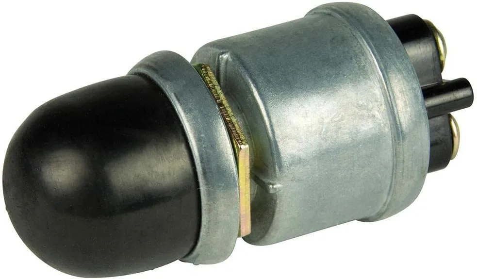 BEP 2-Position SPST Heavy-Duty Push Button Switch w/Cover - OFF/(ON) - 35 Amp