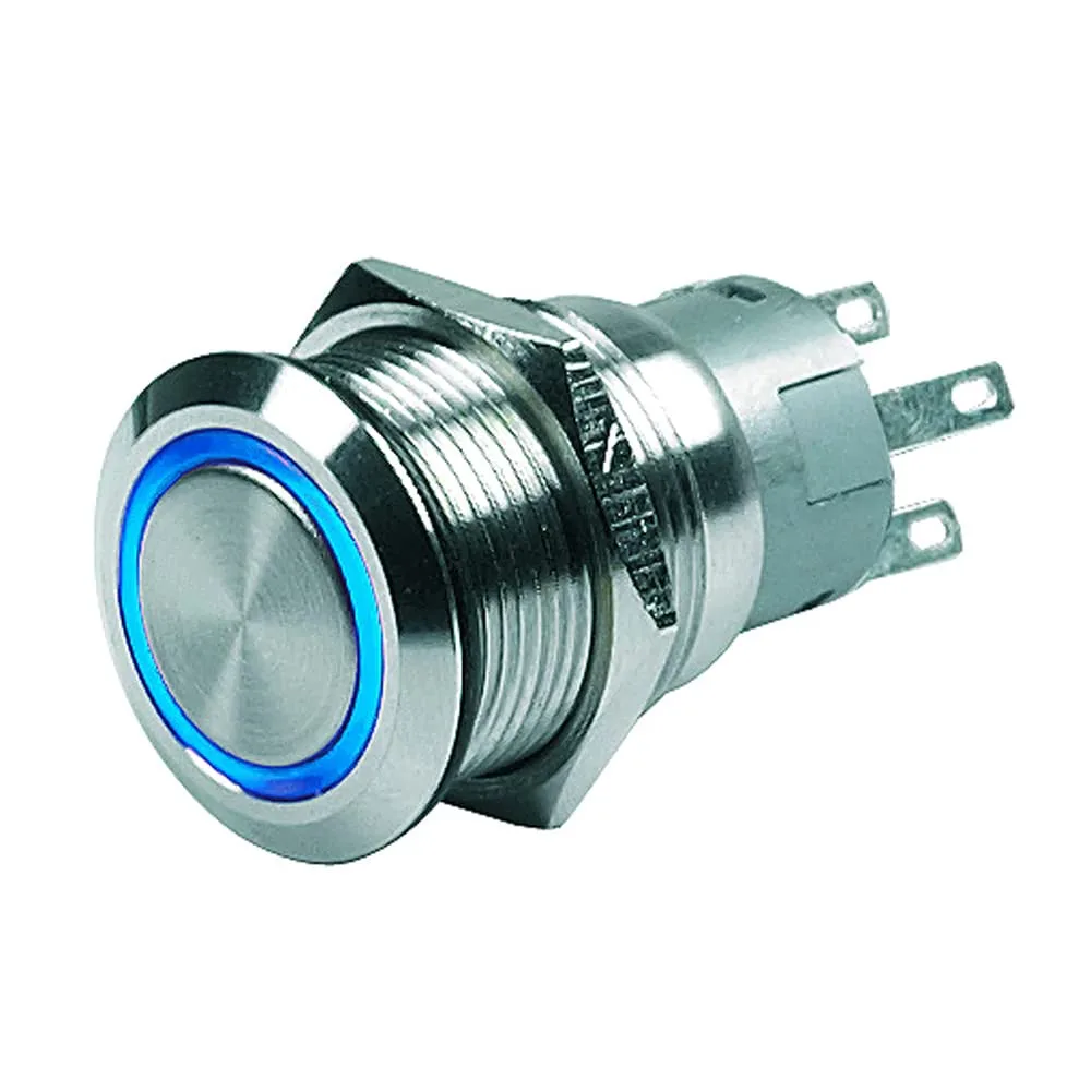 BEP Marinco Push-Button Switch - 12V Momentary (On)/Off - Blue LED [80-511-0004-01]