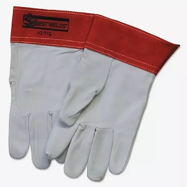 BEST WELDS 902-10TIG-L - 10-TIG Capeskin Welding Gloves, Large, White/Red