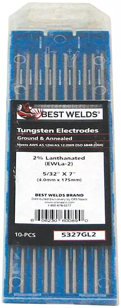 BEST WELDS 1167GL2 1/16 x 7 in 2% Lanthanated Tungsten Electrodes (10/Pack)