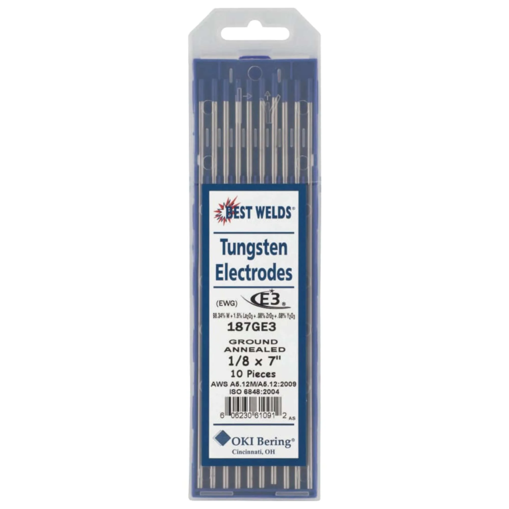 Best Welds 187GE3 1/8 x 7 E3 Tungsten Electrode, 10/Pack
