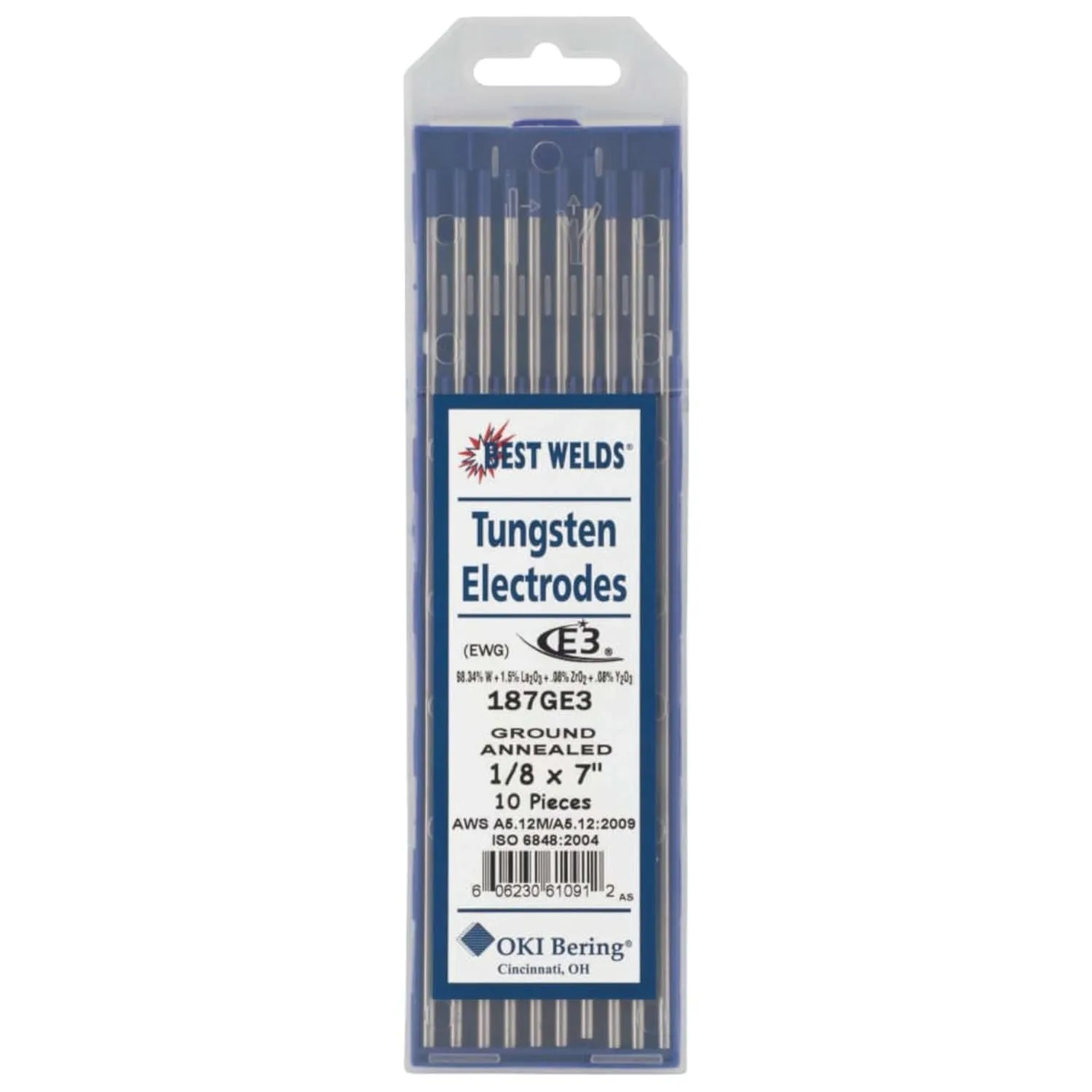 Best Welds 187GE3 1/8 x 7 E3 Tungsten Electrode, 10/Pack