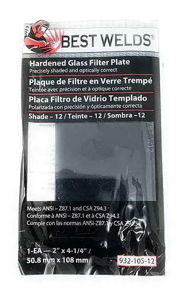 BEST WELDS 901-932-105-12 - 2" Glass Filter Plate, Shade 12, 2 x 4 1/4" Green