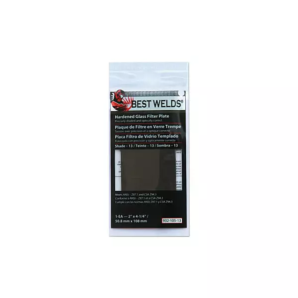 BEST WELDS 901-932-105-13 - 2" Glass Filter Plate, Shade 13, 2 x 4 1/4" Green
