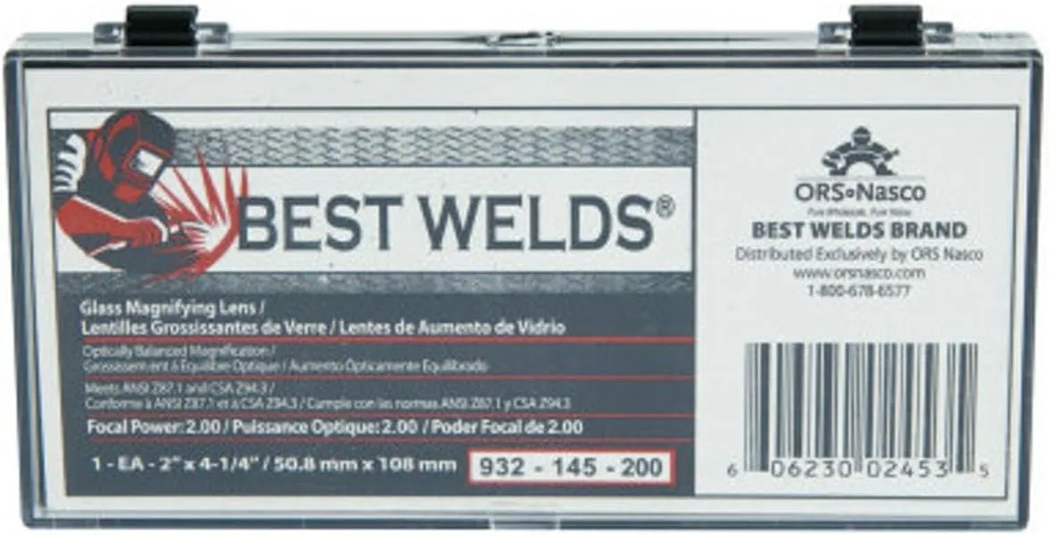 BEST WELDS 901-932-145-200 - 2" Glass Magnifier Plate, 2" x 4.25" 2 Diopter, Clear