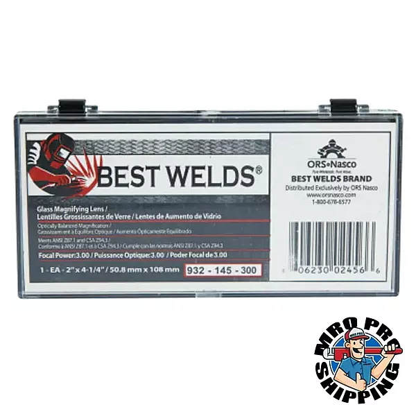BEST WELDS 901-932-145-300 - 2" Glass Magnifier Plate, 2" x 4.25" 3 Diopter, Clear