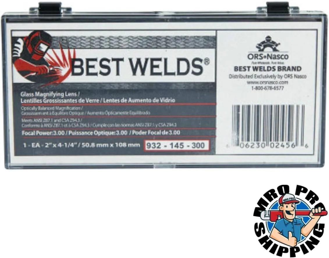 BEST WELDS 901-932-145-300 - 2" Glass Magnifier Plate, 2" x 4.25" 3 Diopter, Clear