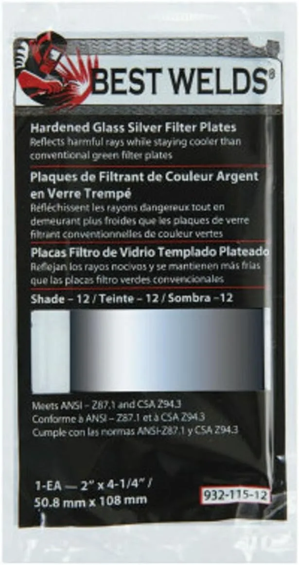 BEST WELDS 901-932-115-14 - 2" Glass Silver Mirror Filter Plate, Silver/14, 2" x 4.25"