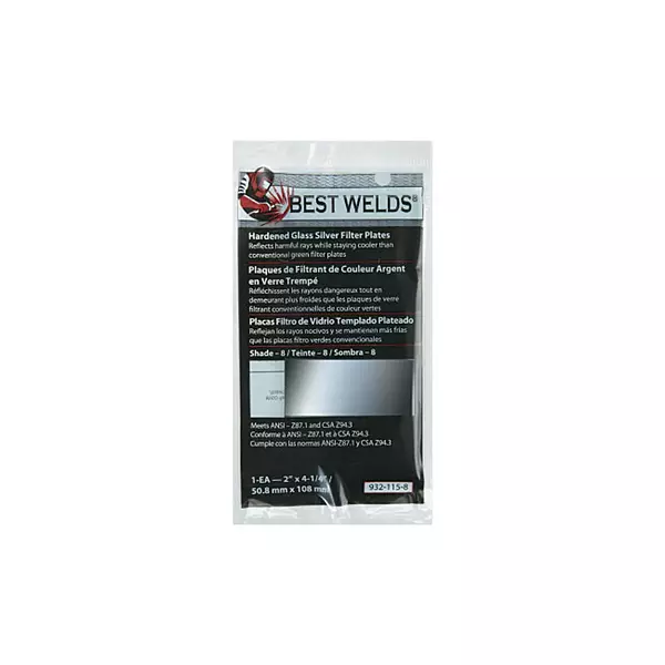 BEST WELDS 901-932-115-8 - 2" Glass Silver Mirror Filter Plate, Silver/8, 2" x 4.25" Glass