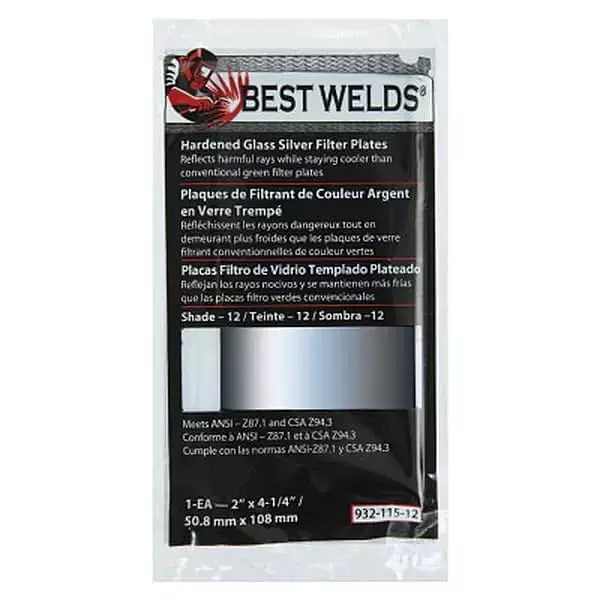 BEST WELDS 901-932-115-12 - 2" Glass Silver Mirror Filter Plate, Silver/12, 2" x 4.25"