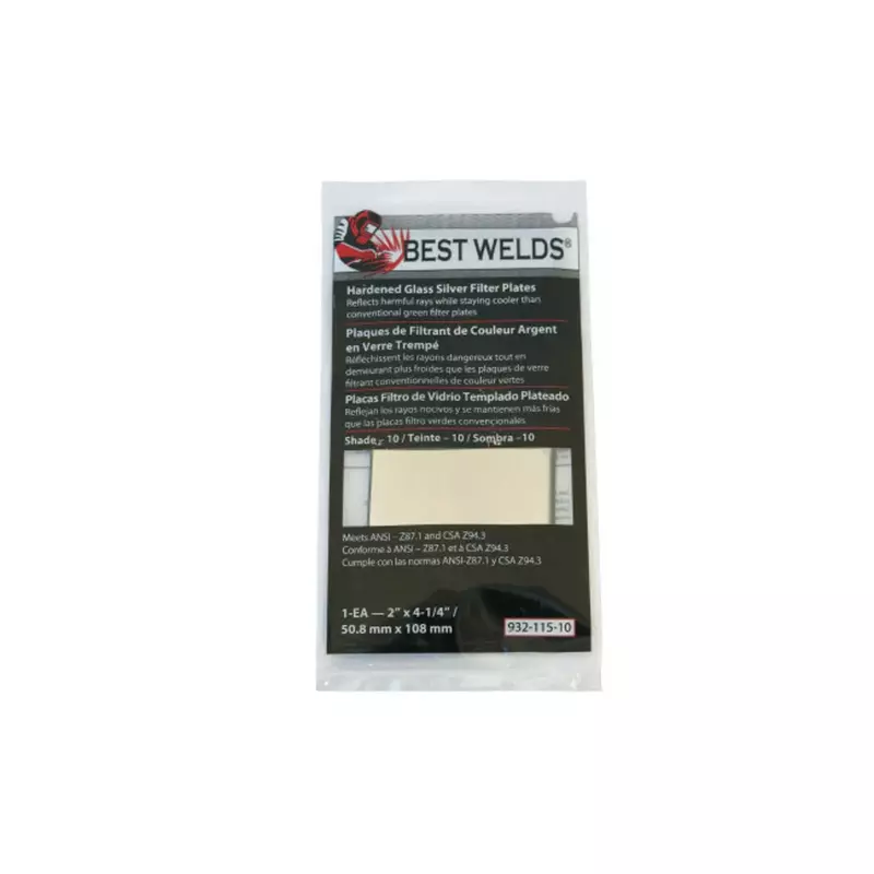 BEST WELDS 901-932-115-10 - 2" Glass Silver Mirror Filter Plate, Silver/10, 2" x 4.25"