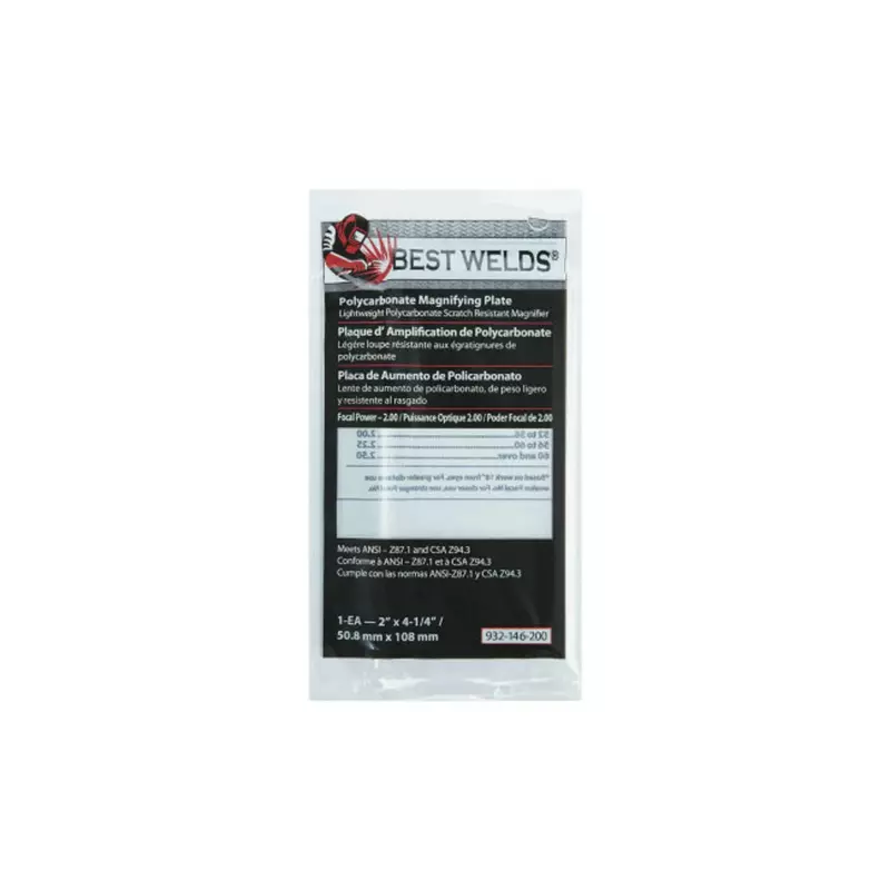 BEST WELDS 901-932-146-200 - 2" Plastic Magnifier Plate, 2" x 4.25" 2 Diopter,
