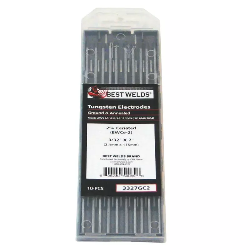 BEST WELDS 900-3327GC2 3/32 x 7 2% Ceriated Tungsten Electrodes - 10/PK