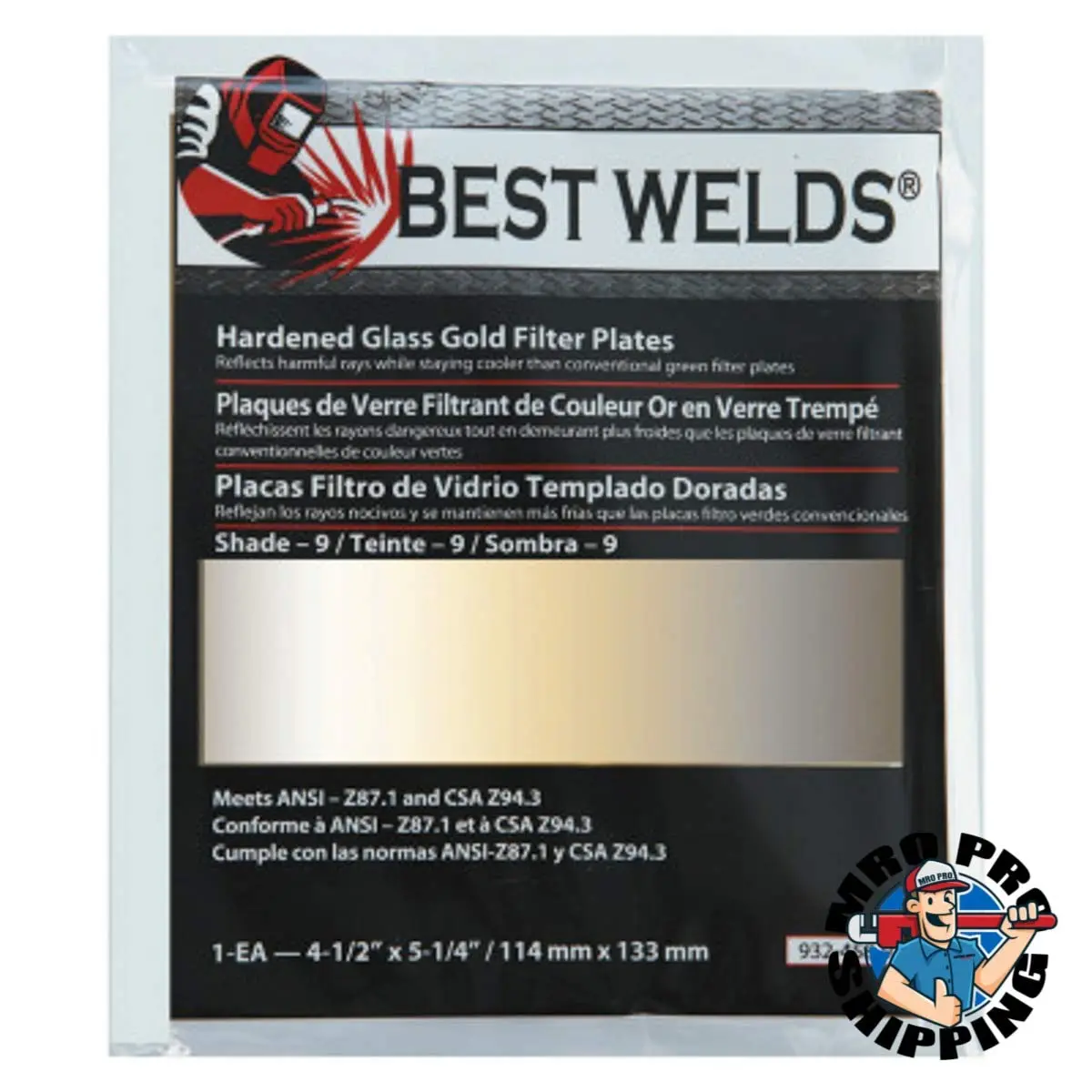 Best Welds 932-458-9 BW-FS-3H-9 4x5 Gold Filter Plate