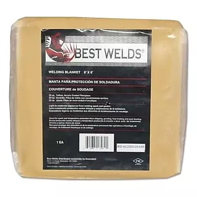 BEST WELDS 902-AC2300-24-6X6 - Welding Blanket, 6ft X 6ft, Fiberglass, Yellow, 23 oz