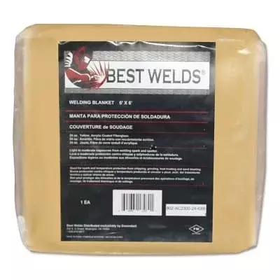 BEST WELDS 902-AC2300-24-6X6 - Welding Blanket, 6ft X 6ft, Fiberglass, Yellow, 23 oz