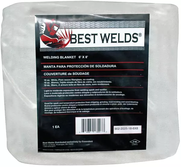 Best Welds Welding Blankets, 8 ft X 6 ft, Fiberglass, White