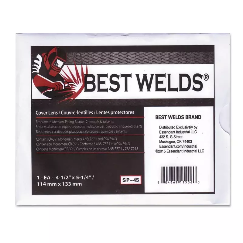 BEST WELDS 901-SP-45 - Cover Lens, 5-1/4" x 4-1/2", 2.5mm Thick, 100% CR-39 Plastic