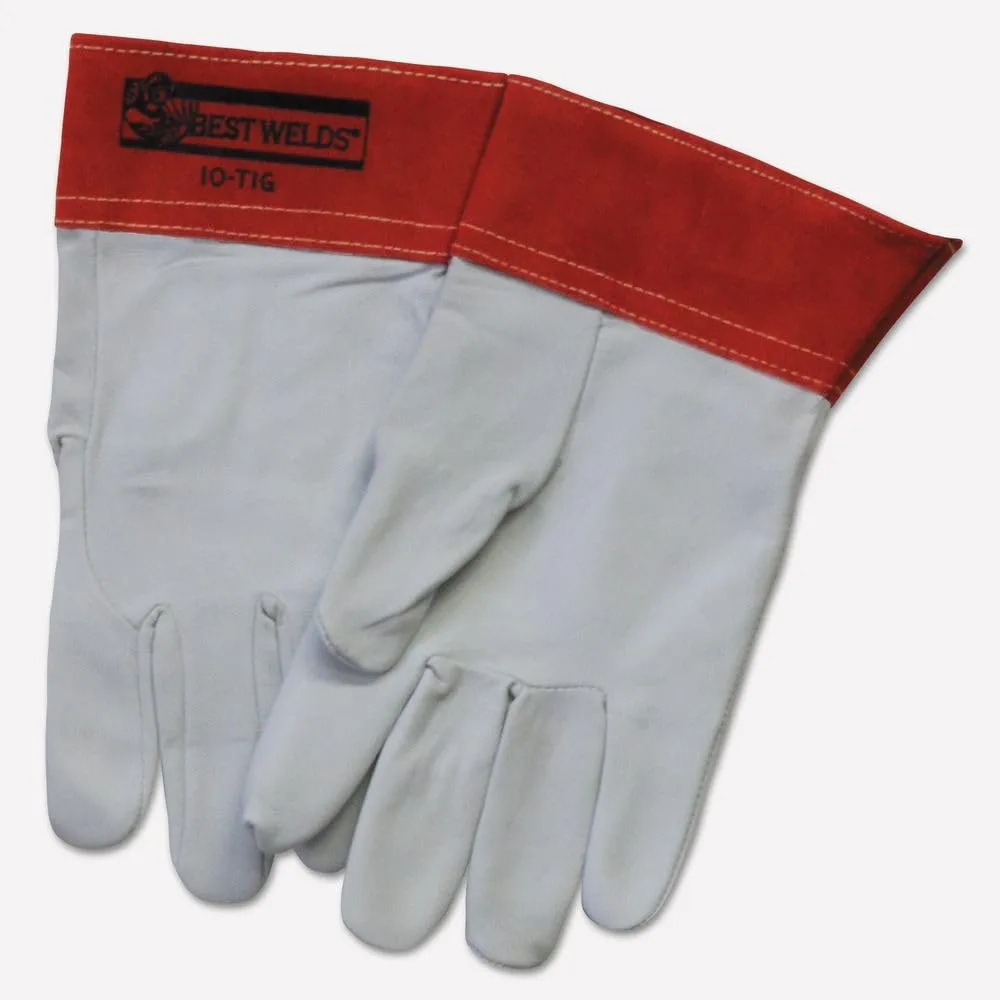 BEST WELDS 902-10TIG-XL - 10-TIG Capeskin Welding Gloves, X-Large, White/Red