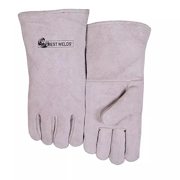 BEST WELDS 902-200GC - Leather Welder's Gloves, Shoulder Split Cowhide, Large, Gray