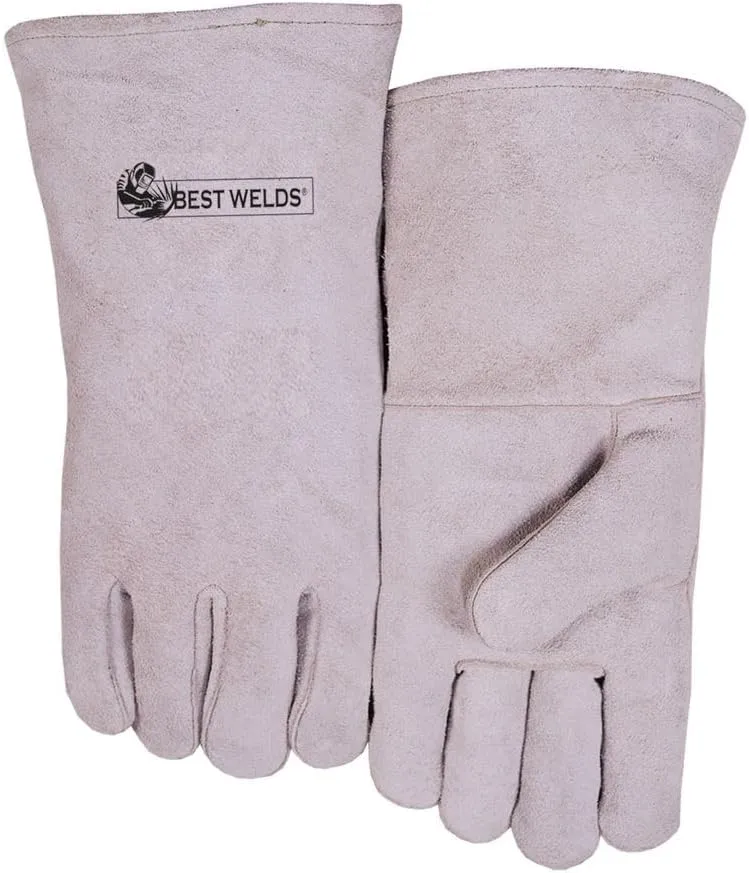BEST WELDS 902-200GC - Leather Welder's Gloves, Shoulder Split Cowhide, Large, Gray