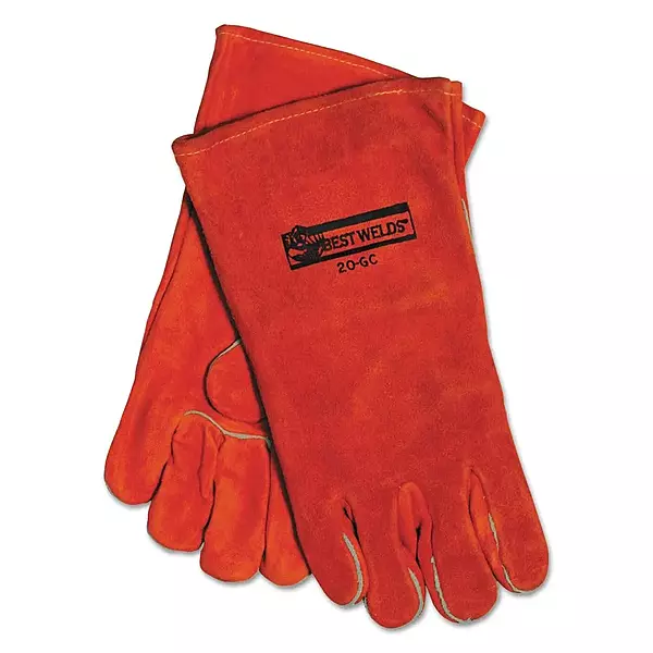 BEST WELDS 902-20GC - Split Cowhide Welding Gloves, Split Cowhide, Large, Right Hand, Russet