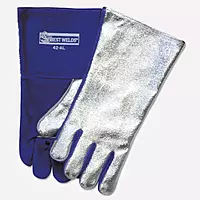 BEST WELDS 902-42AL - Split Cowhide Front Welding Gloves, Aluminized Back, Large, Blue