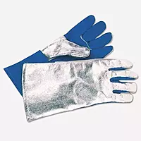 BEST WELDS 902-42AL - Split Cowhide Front Welding Gloves, Aluminized Back, Large, Blue