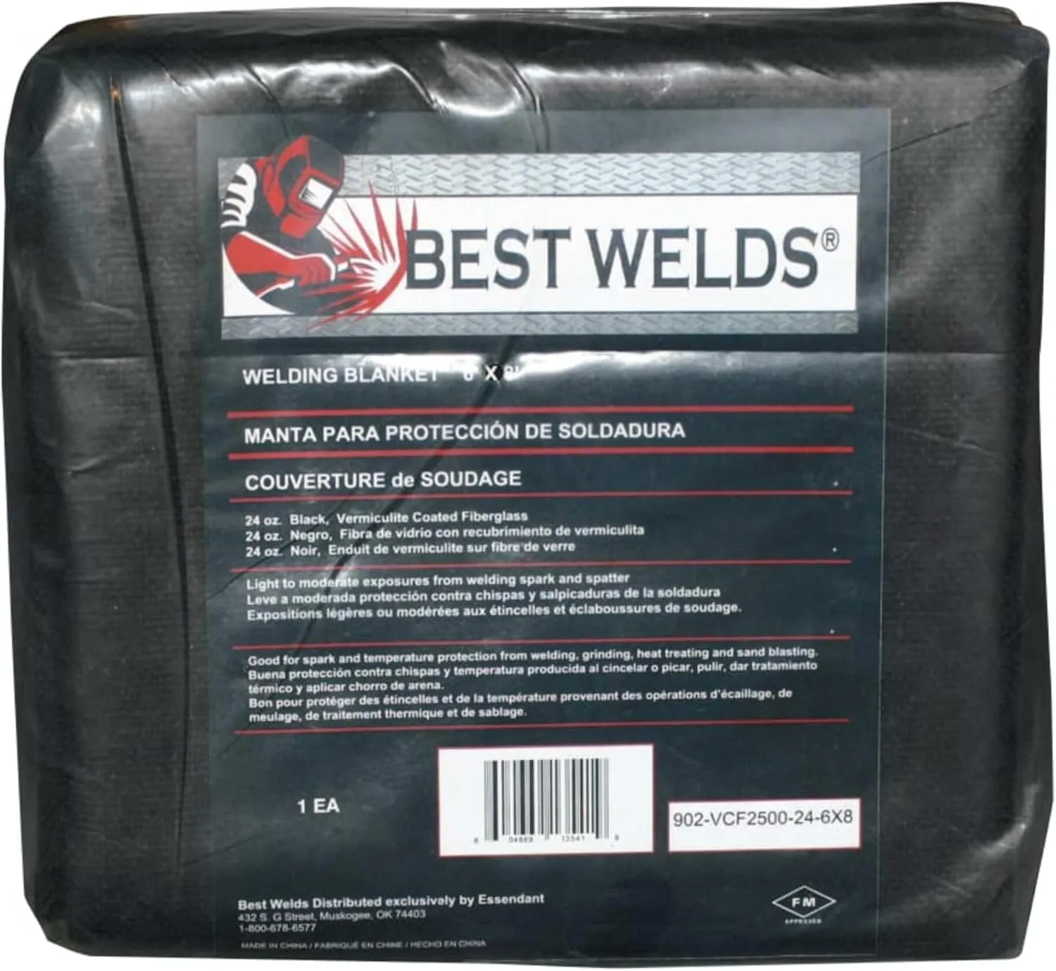 BEST WELDS Fiberglass Welding Blanket 6 x 8 ft - Hemmed, Spark Protection