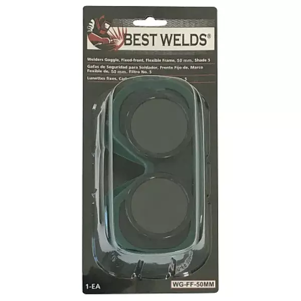 BEST WELDS 901-WG-FF-50MM - Fixed Front Flex Goggles, Green, Shade 5, Vinyl