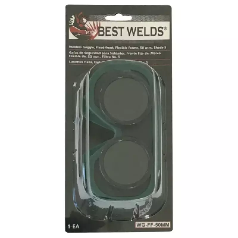 BEST WELDS 901-WG-FF-50MM - Fixed Front Flex Goggles, Green, Shade 5, Vinyl