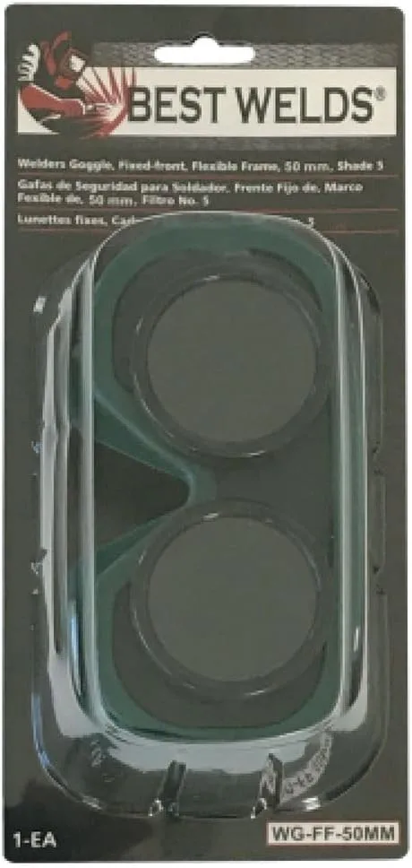 BEST WELDS 901-WG-FF-50MM - Fixed Front Flex Goggles, Green, Shade 5, Vinyl