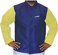 BEST WELDS 902-1201-3XL - Leather/Flame Retardant Sateen Combo Jacket, 3X-Large, Blue/Tan